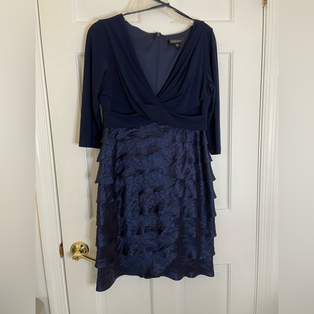 S.L.Fashions ruffle tiered party cocktail dress